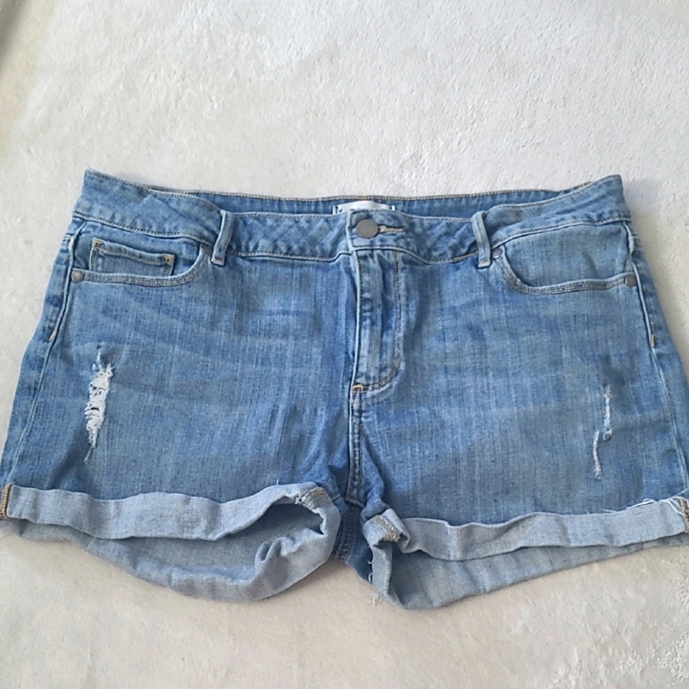 Paige Denim Cutoff Shorts Womens 31 Blue Distressed Raw Hem Cuffed Jean Summer